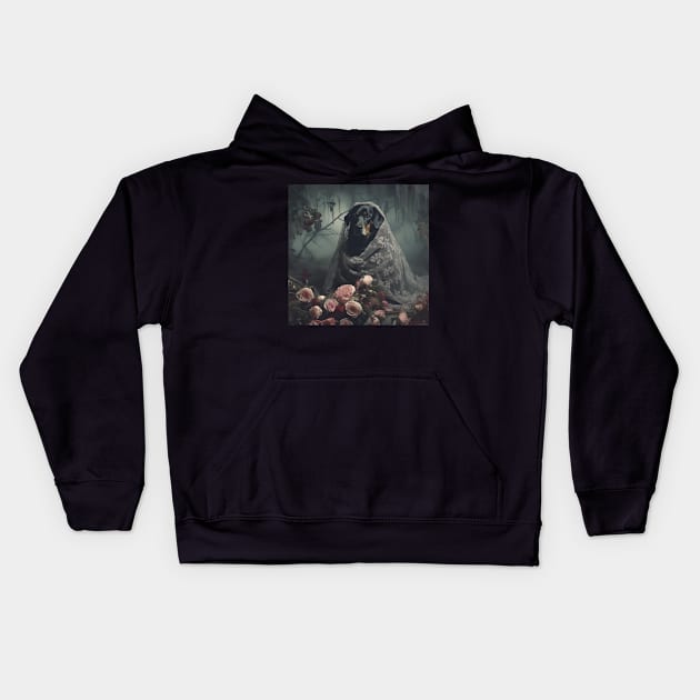 Dark Bride Rottie Kids Hoodie by Enchanted Reverie